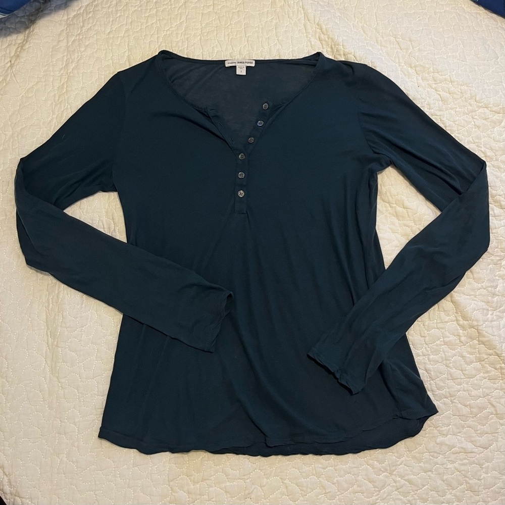 Standard by James Perse High Gauge Jersey Henley Dark Grey Size 1(XS/S)